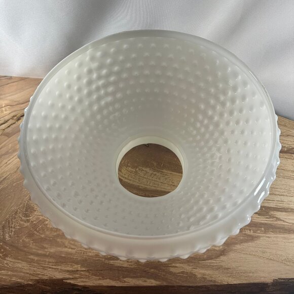 Vintage White Milk Glass Hobnail Lamp Globe Shade 10" Fitter Crimped Ruffled - Picture 7 of 9